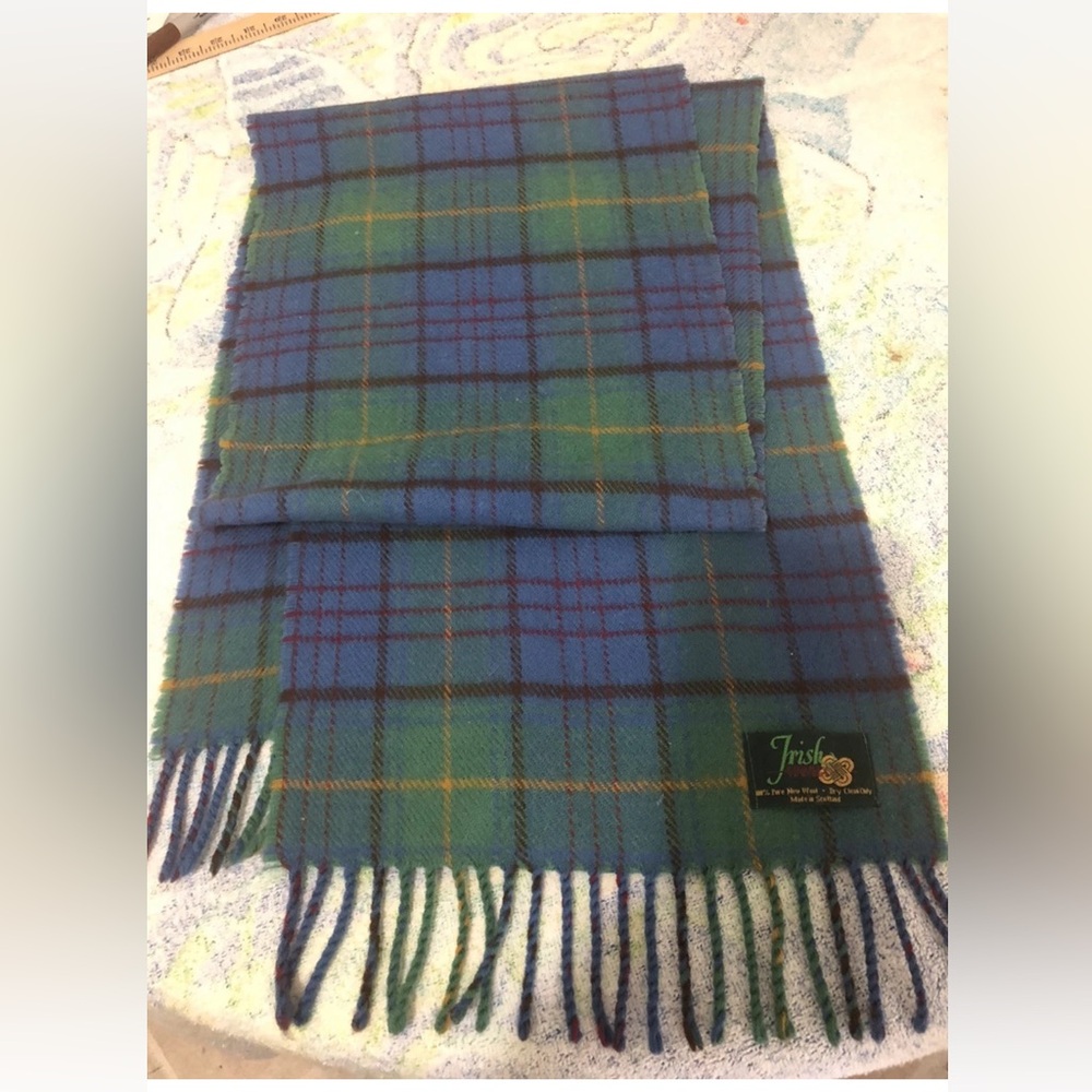Irish Tartan Plaid Scarf County Galway Unisex 100% Soft Lambswool